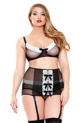 CURVE Fishnet & Lace Bra & Garter Belt Set Fancy Dress Ups